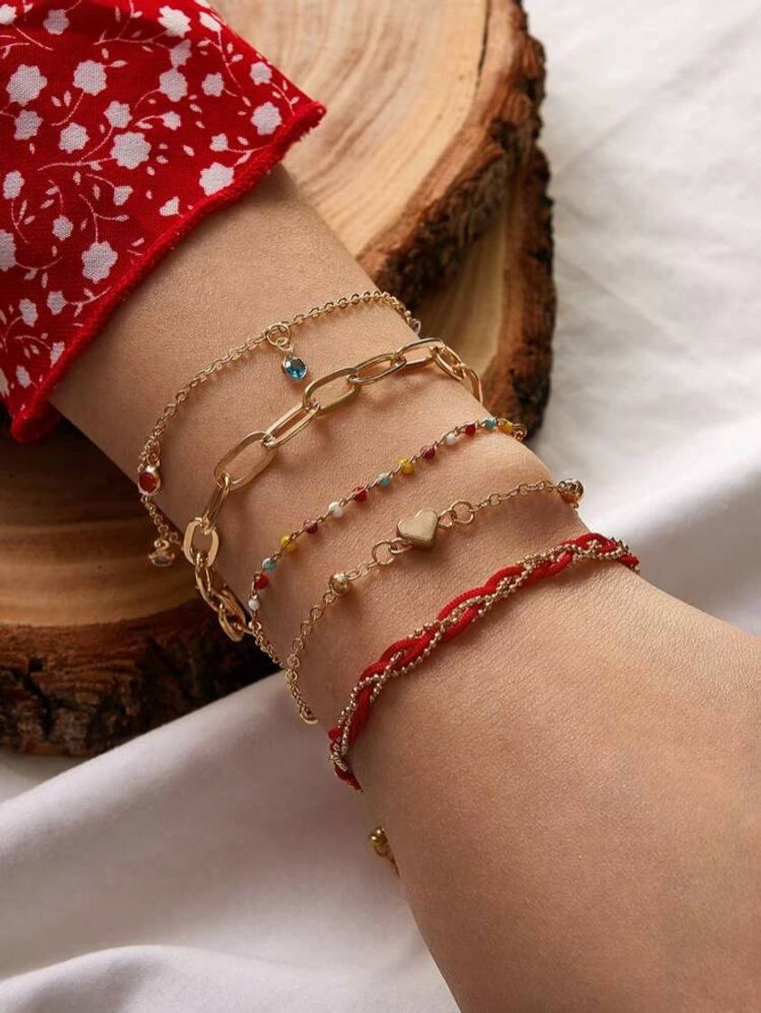 Moda Pulsera de Cadena con diseño de Corazón 