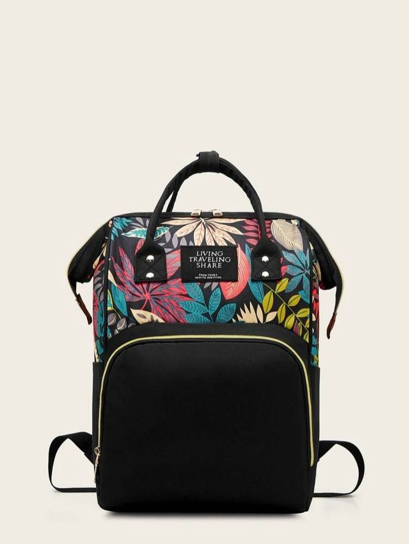 Moda Mochila de Bolsillo Delantero con Estampado 