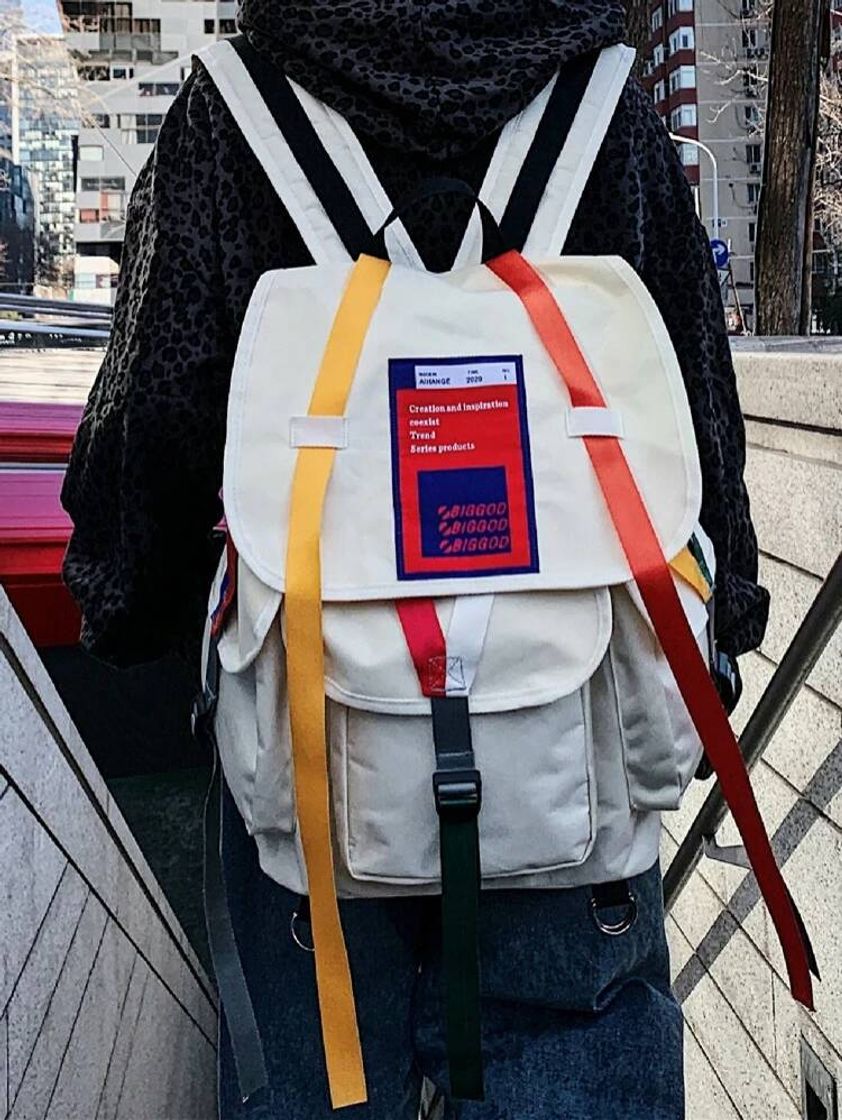 Moda Mochila de Hombres con Solapa de Color Combinado 