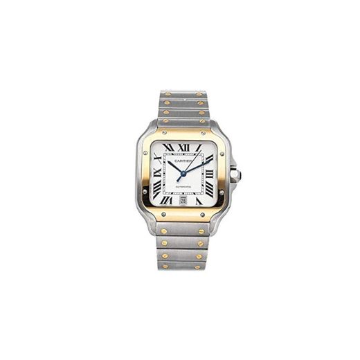 Cartier Santos Reloj automático plateado con esfera de acero y oro amarillo de 18 quilates para hombre W2SA0006