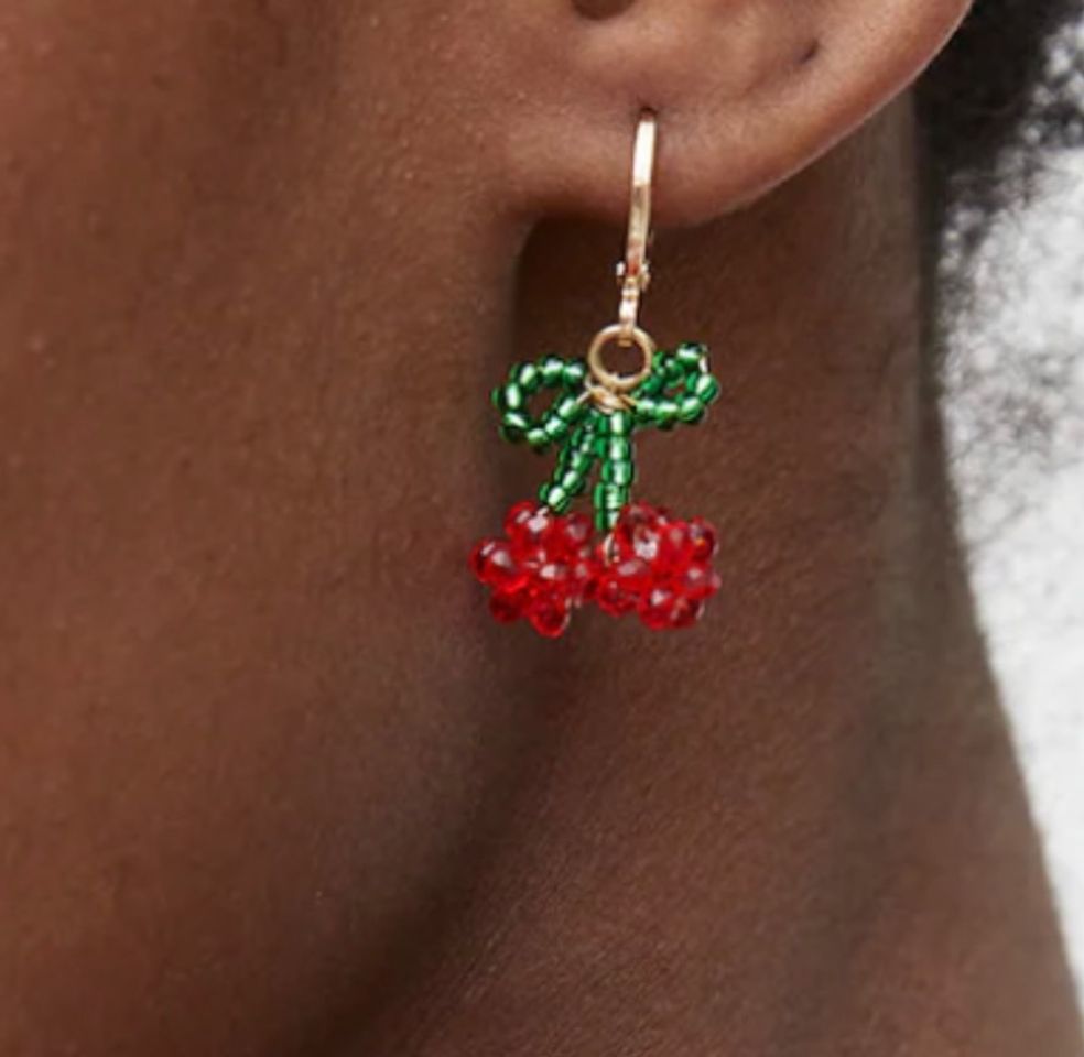 Moda Pendientes de aros pequeños con colgante de cerezas