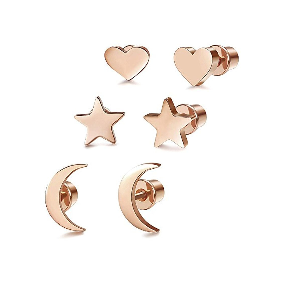 Producto BESTEEL 3 Pares Acero Inoxidable Pendientes de Estrella Luna y Corazón de las Mujeres Aretes Pendientes Piercing Cartilago Joyería de Moda