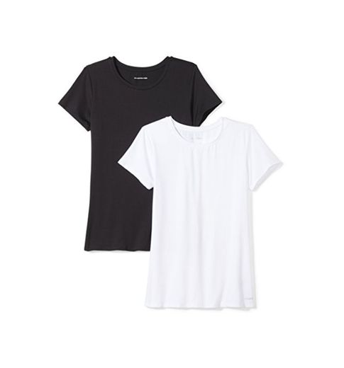 Amazon Essentials 2-Pack Tech Stretch Short-Sleeve Crew T-Shirt Athletic-Shirts,  Negro