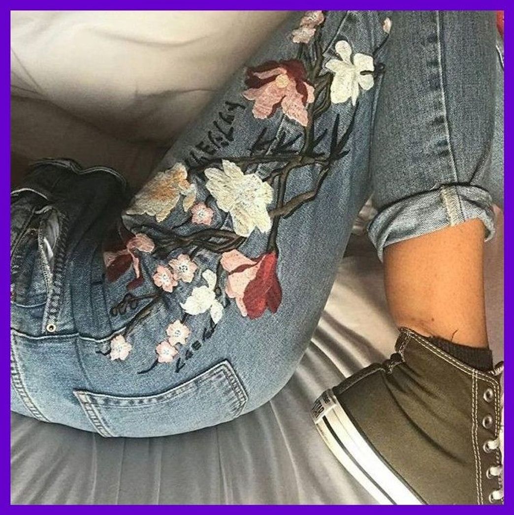 Social Jeans cintura alta flores