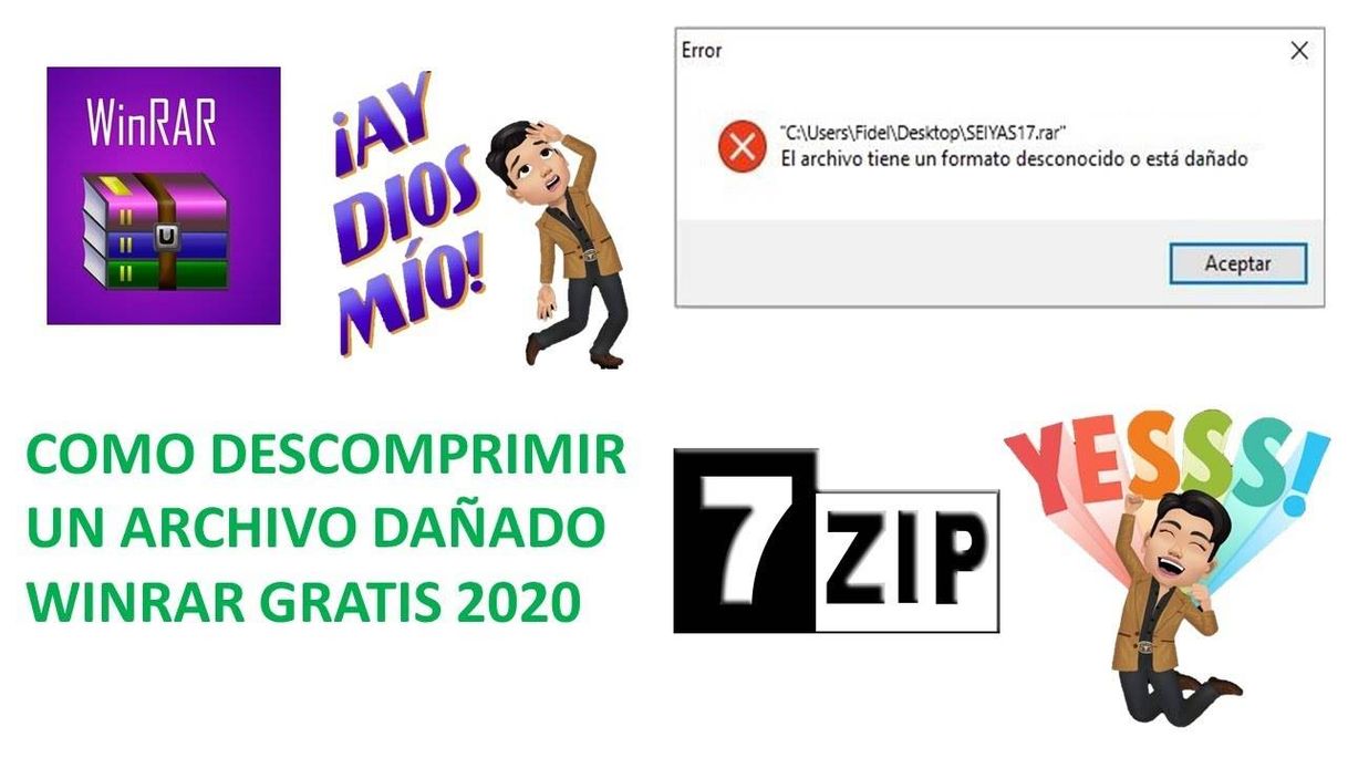 Aplicaciones Como reparar y descomprimir archivos winrar 2020 con 7-Zip