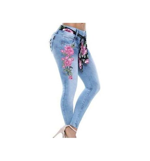 Huateng HT Womens Denim Skinny Ripped Slim Jeans