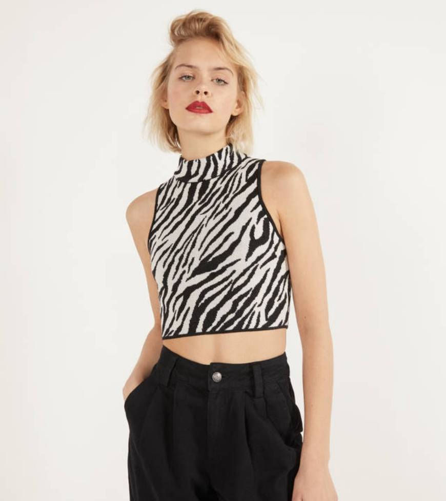 Fashion Top de zebra sem mangas 