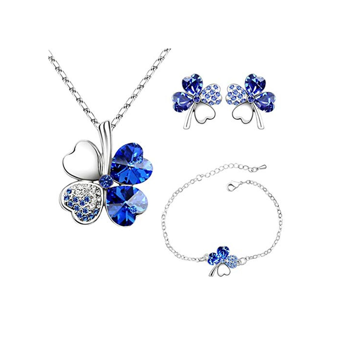 Social 4 Hoja Trébol Collar Earrings Pulseras de trébol de cuatro hojas Colgante