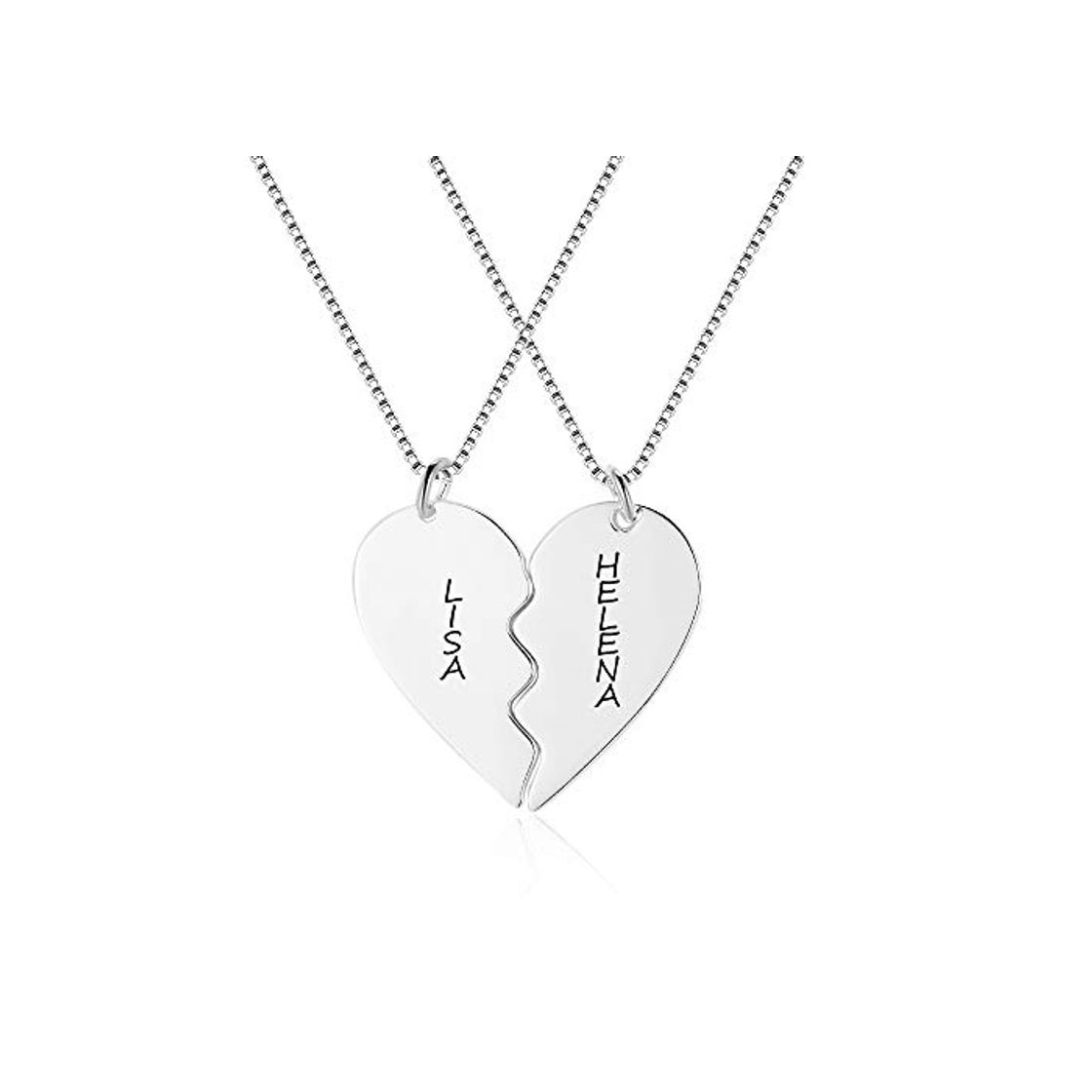 Social XiXi Personalizado Collar Amistad para 2 Collar con Colgante de Corazón para Pareja Amor Eterno Personalizable Plata Collar para Amiga Hombres y Mujeres Mejor Aniversario San Valentín Navidad