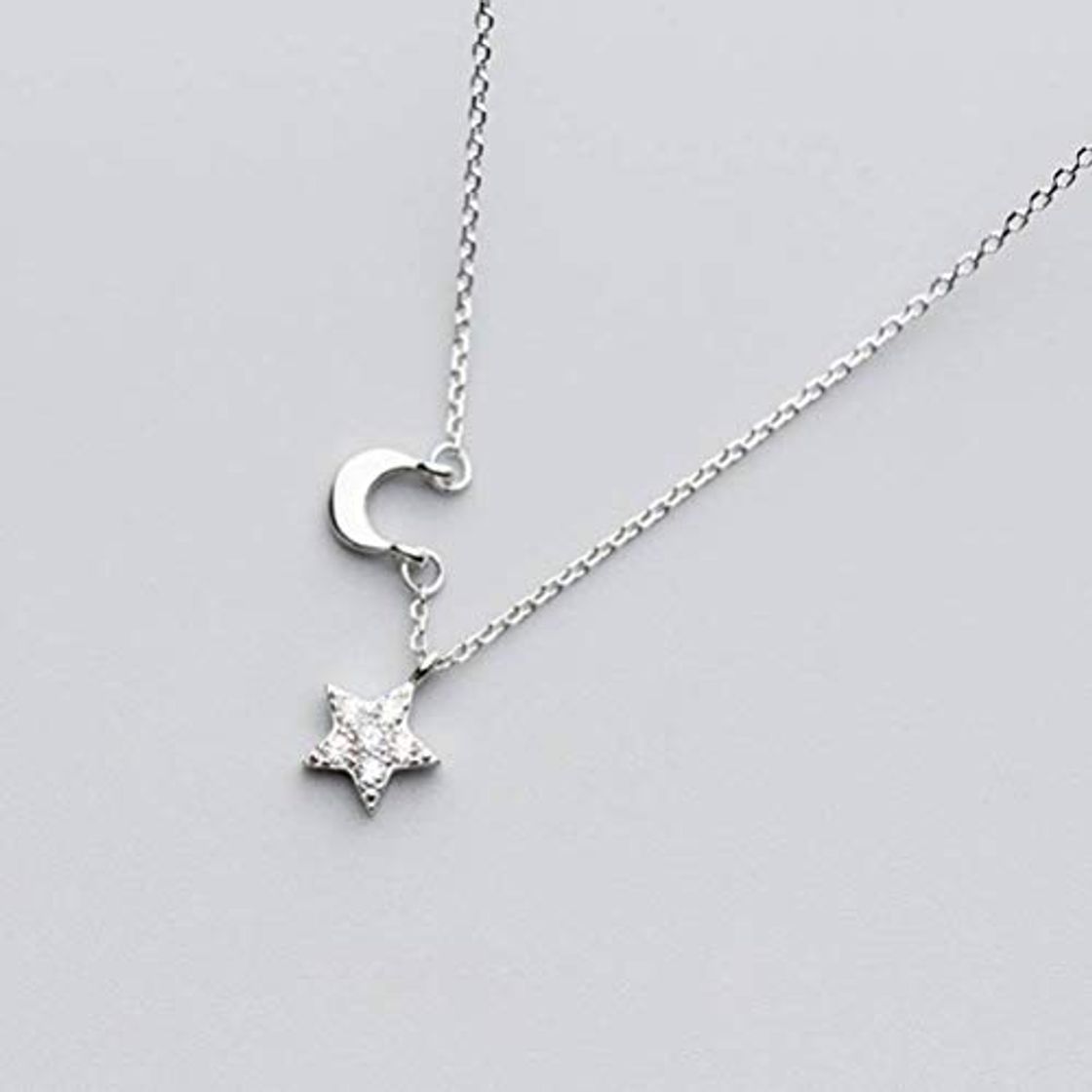 Social WOZUIMEI S925 Collar de Plata Estilo Japonés Y Coreano de Las Mujeres Estilo Dulce Luna Y Las Estrellas la Luna Y Las Estrellas Collar Personalizado Cadena de Mujeres Joyería de ClavículaCollar de pl