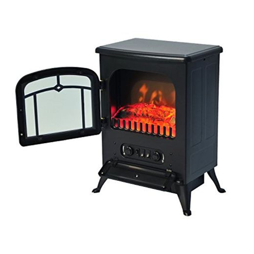 HOMCOM Chimenea Electrica Vertical 41,5x28x54,8cm 950/1850W Efecto Leña Ardiendo