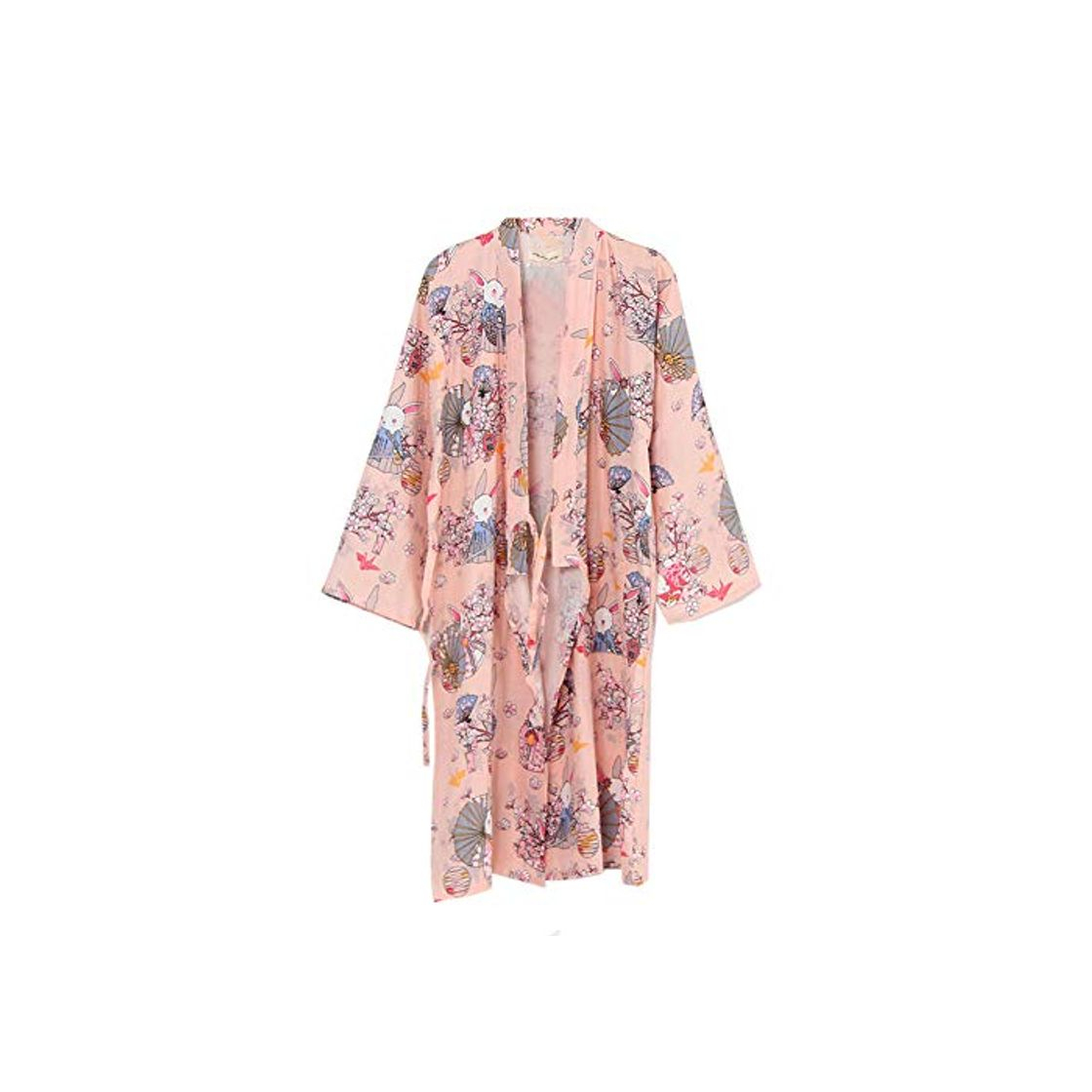 Fashion Pijama para Albornoz Yukata Kimono Robe para Mujer [Pink Pray Rabbits]