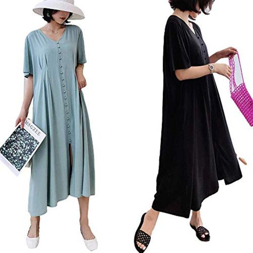 2020 Verano Coreano Suelto Vestido de Gran tamaño por Encima de la Rodilla de Longitud Media Casual Camiseta de Manga Corta Falda Marea Femenina