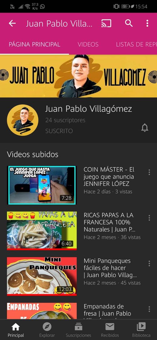 Canal de youtube de Juan Pablo Villagómez 