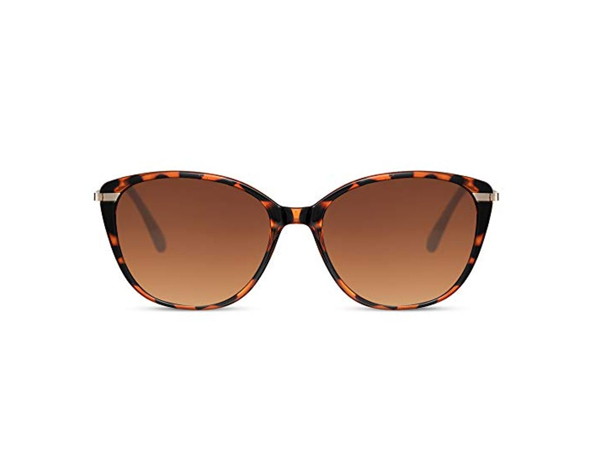 Fashion Cheapass Gafas de Sol Tamaño Normal Mujeres Gafas de sol de Mariposa Leopardo Marco con Gradual Lentes Marrones Protección UV400