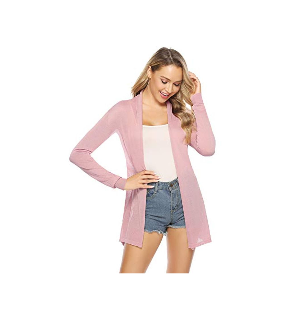 Social Abollria Cárdigan Largo Elegante con Manga Larga para Mujer Chaqueta Ligero para