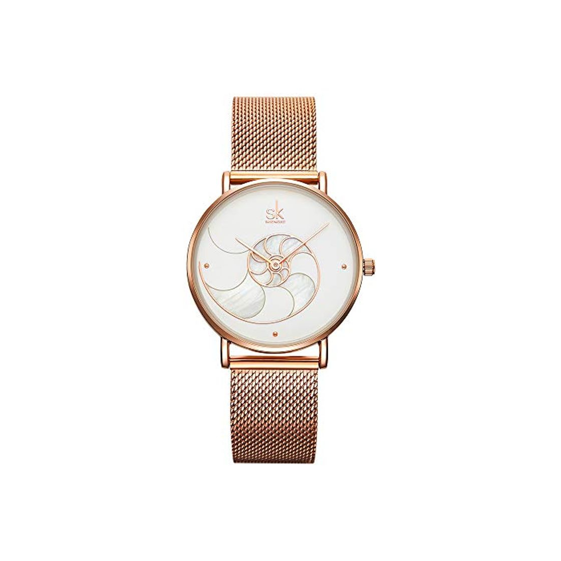 Producto SK Creative Ladies Watch Banda de Malla de Acero Inoxidable Reloj de Pulsera Cuarzo para Mujer Vestido de niña Reloj relogio Feminino