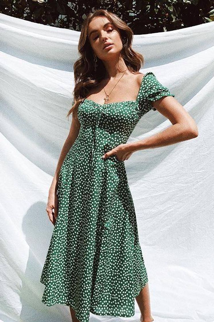 Moda Floral verde, midi