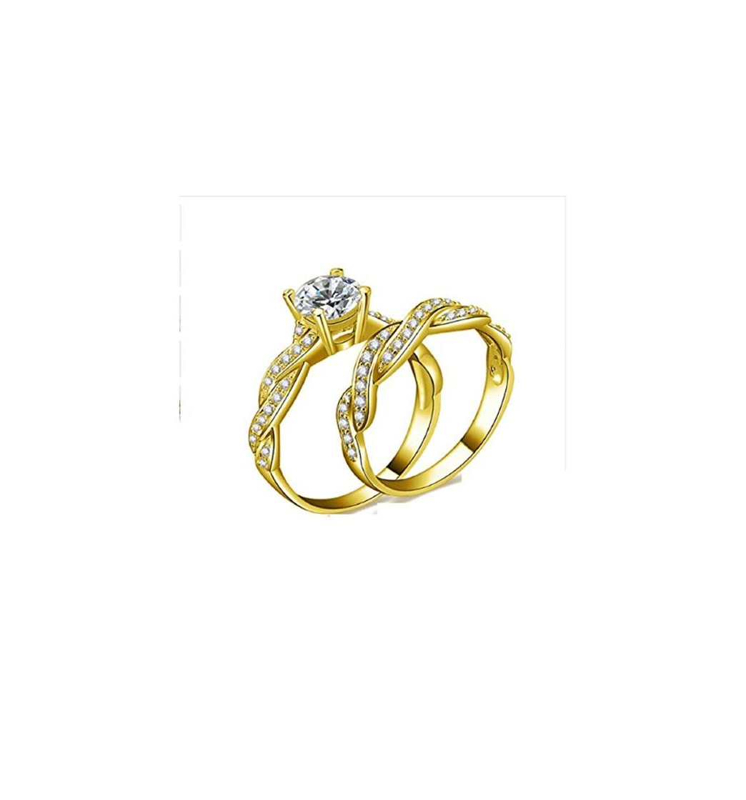 Producto GOWE 10 K Sólido Amarillo Oro Anillos de boda conjuntos 1 ct Diamante simulado lujo trenzado Anel