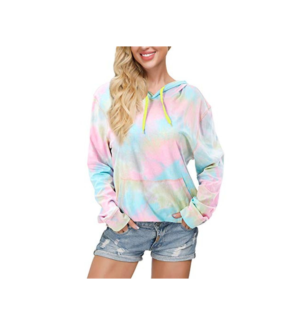 Fashion TUONROAD Sudaderas con Capucha para Mujeres Chicas Tie Dye Estampado Hoodie Manga Larga Casual Sudadera M