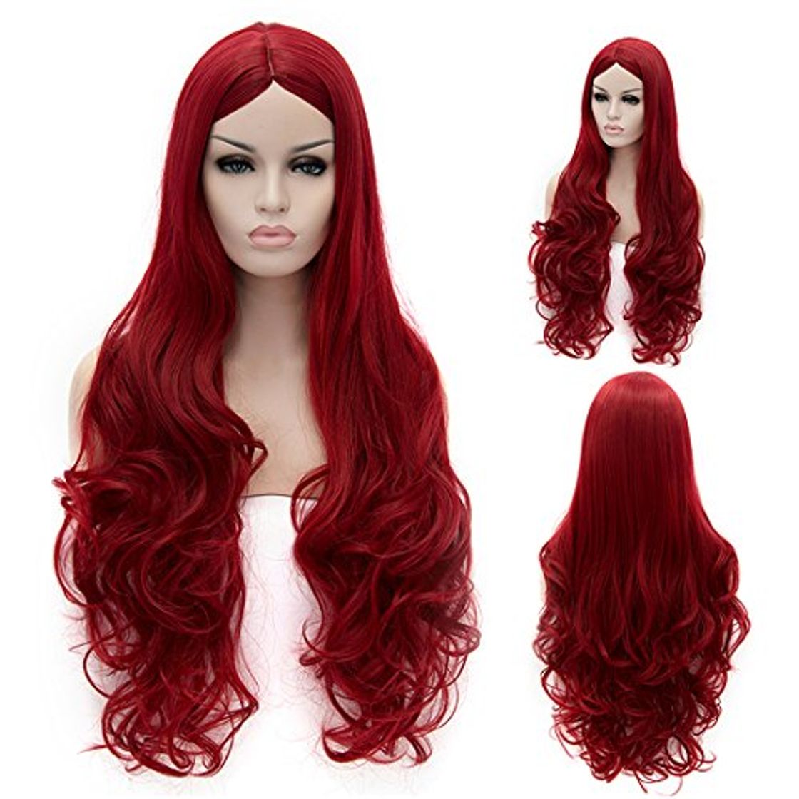 Beauty CoastaCloud 30"LOLITA Moda Peluca Largo Pelo Ondulado Rizado para Fiesta Adultos Rojo