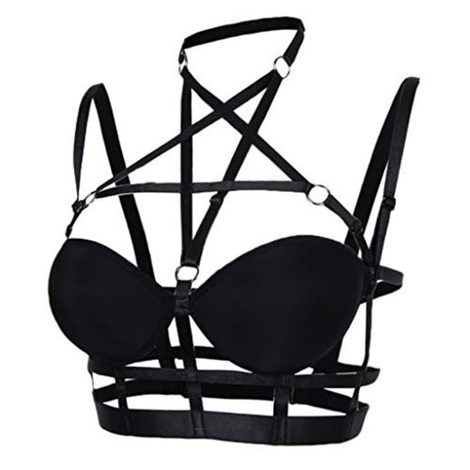 Baoblaze Arnés Strappy Bralette Lencería Hueco Jaula Tiras Cuerpo Sujetador Top Goth