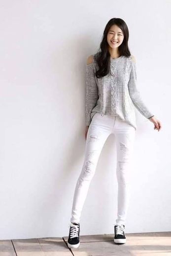Elara Pantalones Elásticos de Mujer Push Up Jeans Chunkyrayan Y5110 White 38