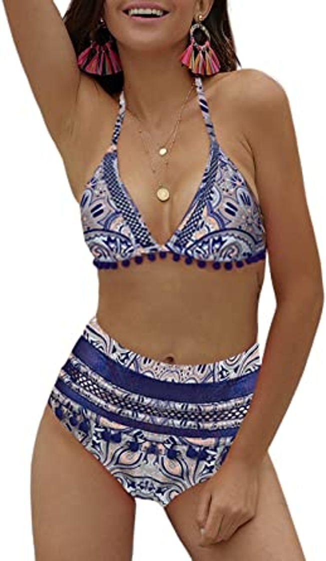 Lugar Angerella Mujer Retro Polka Punto Cintura Alta Traje de baño Bikini