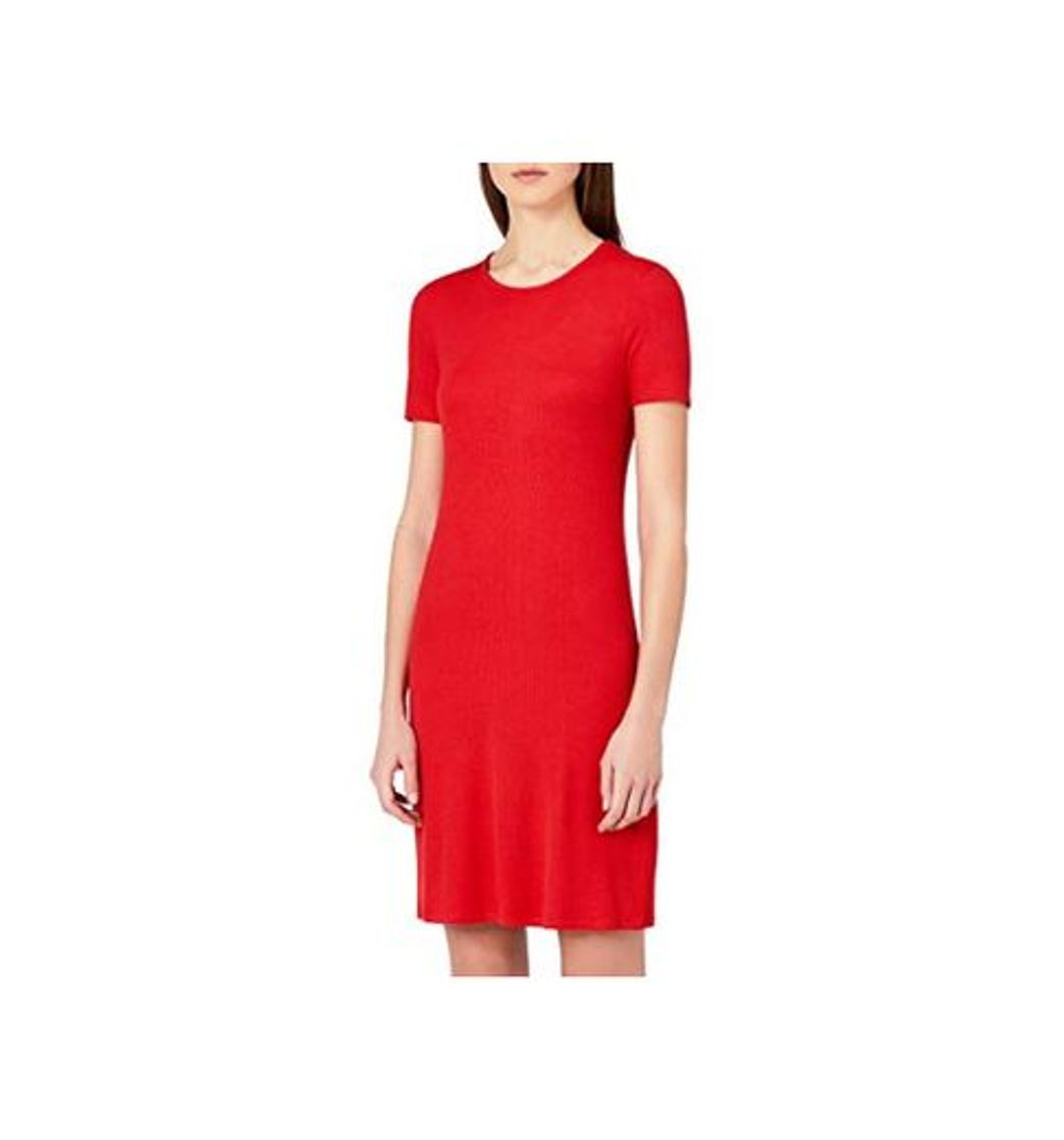 Fashion Marca Amazon - MERAKI Vestido Camiseta Slim Fit Mujer, Rojo