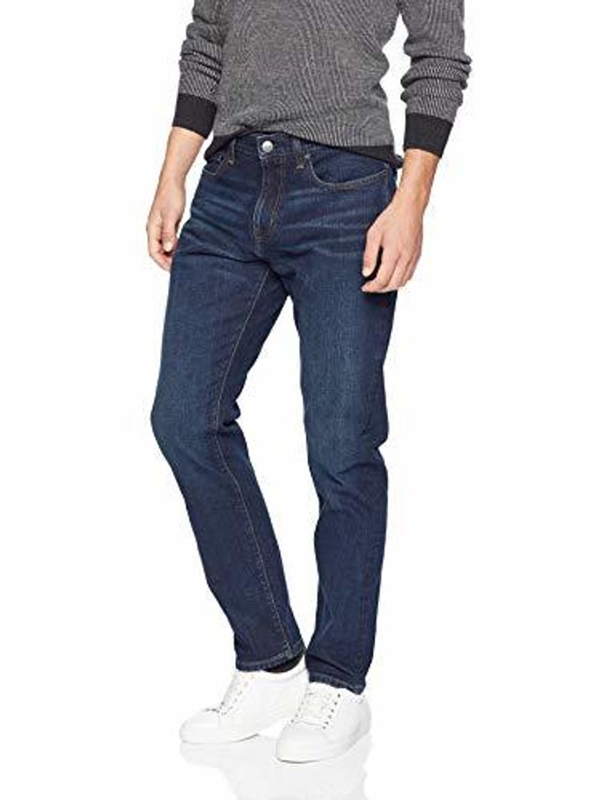 Moda Amazon Essentials - Pantalones vaqueros elásticos de corte atlético para hombre, Azul