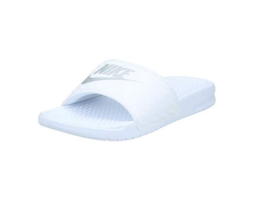 Nike Benassi Just Do It, Chanclas para Mujer, Blanco