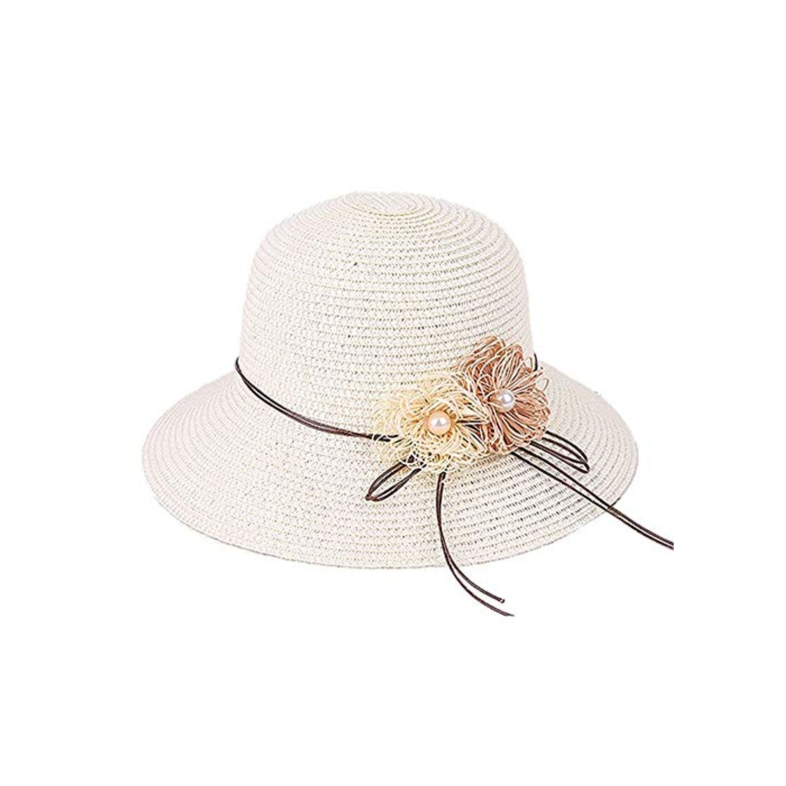 Moda MGIZLJJ Para mujer Sombrero de paja grande del Bowknot Floppy Plegable enrollar