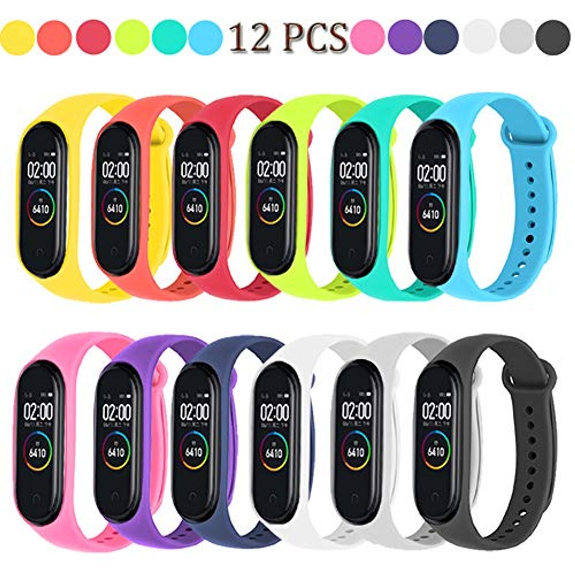 Electronic Acalder 12 Piezas Pulsera Xiaomi Mi Band 3 Correas Reloj Silicona Banda