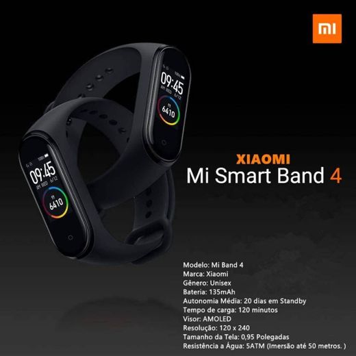 Smartband Monitor Cardíaco Xiaomi Mi Band 4  Preto

