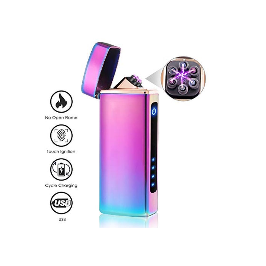 Social NASUM Mechero Electrico, Encendedor Electrico de Doble Arco sin Llama - Mechero