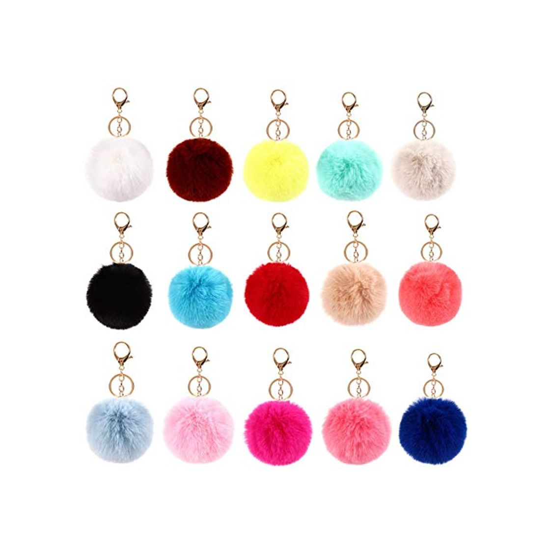 Fashion NALCY 15 Piezas Pompon Llaveros