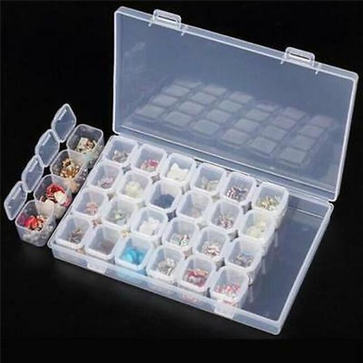 Nail Decoration Storage Box Acrílico Nail Art Rhinestone Beads Contenedor Case 20 Rejillas Transparente