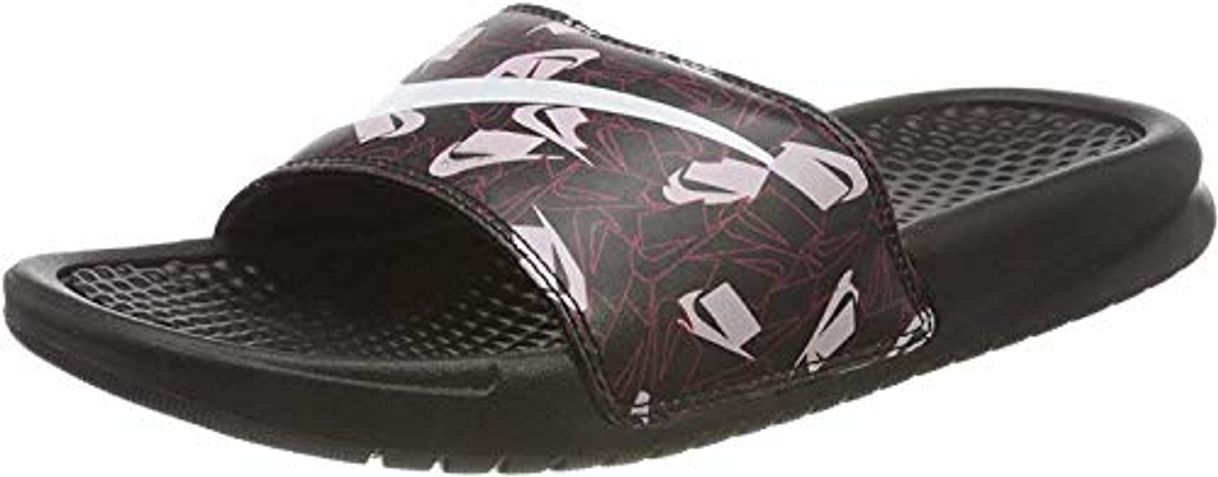 Social Nike Benassi JDI Floral, Sandalia de Diapositivas para Mujer, Negro