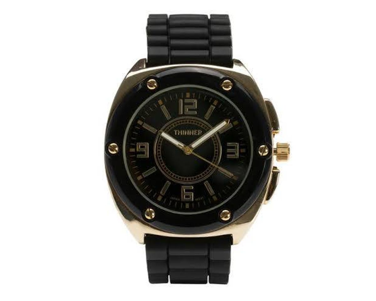 Moda Reloj Thinner negro con dorado