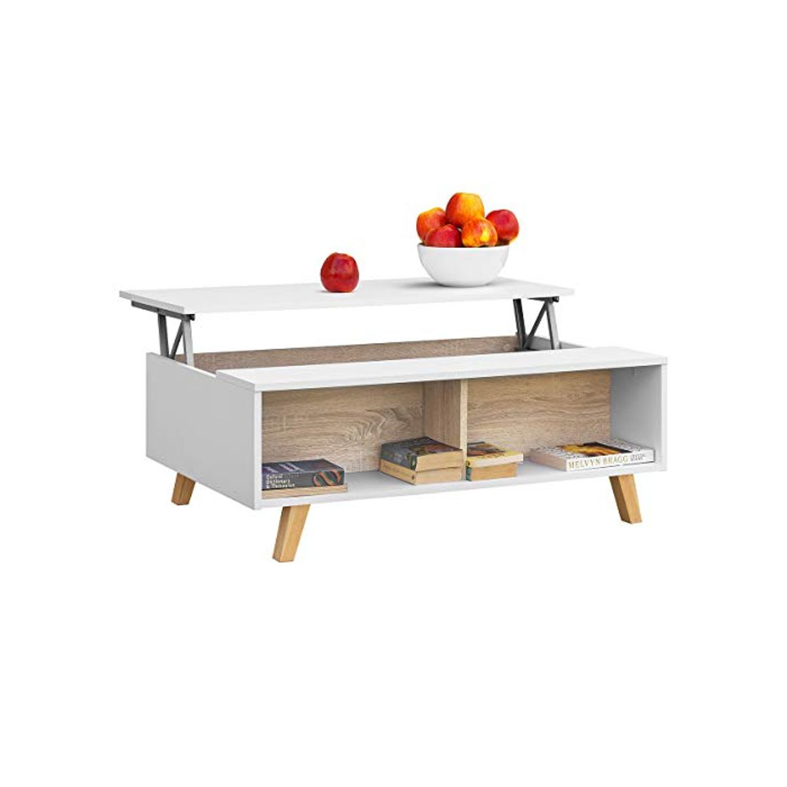 Social COMIFORT Mesa Centro Elevable - Mesa Salón Multifuncional con Gran Almacenaje