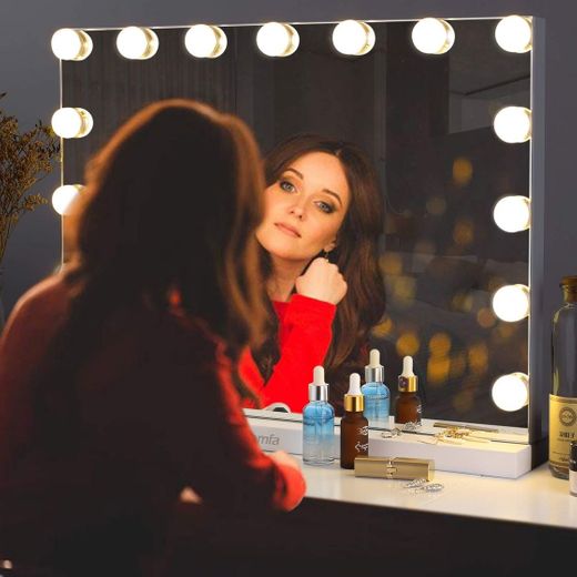 Homfa Hollywood Espejo de Maquillaje Espejo de Mesa 3 Modos de Bombillas