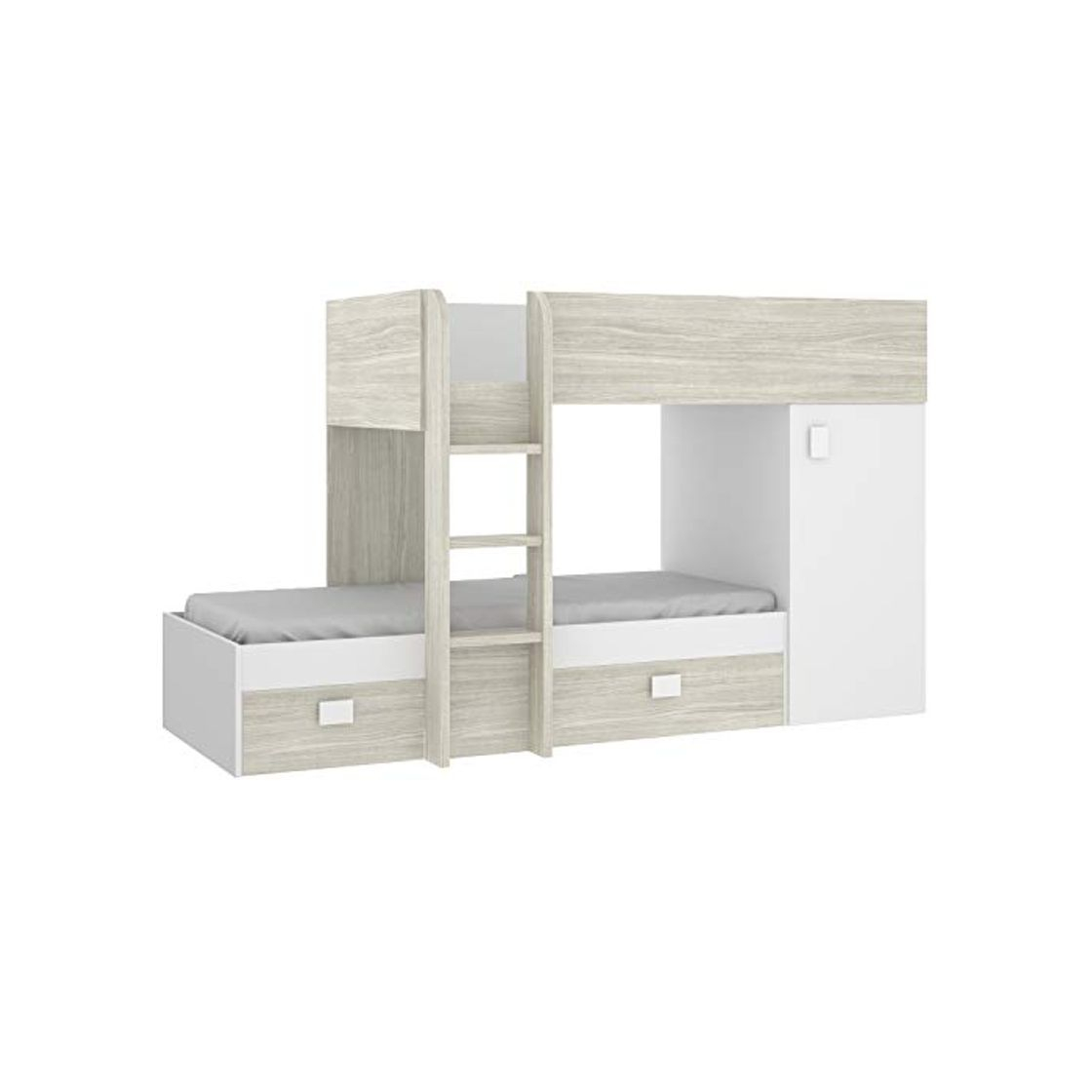 Producto HABITMOBEL Cama litera Convertible Infantil,Acabado Blanco y Gris, Medidas Ancho