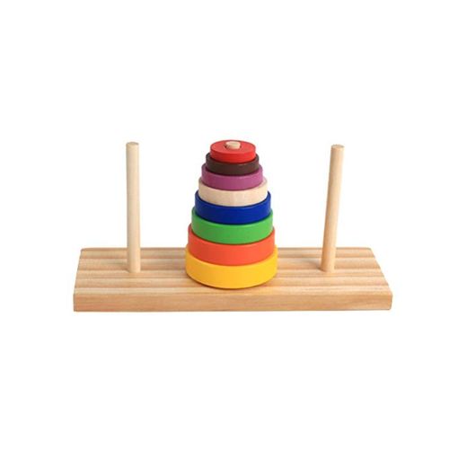 YeahiBaby 1 Juego de Rompecabezas de Madera Anillo Colorido Torre de apilamiento Juguetes educativos de Desarrollo para niños niños