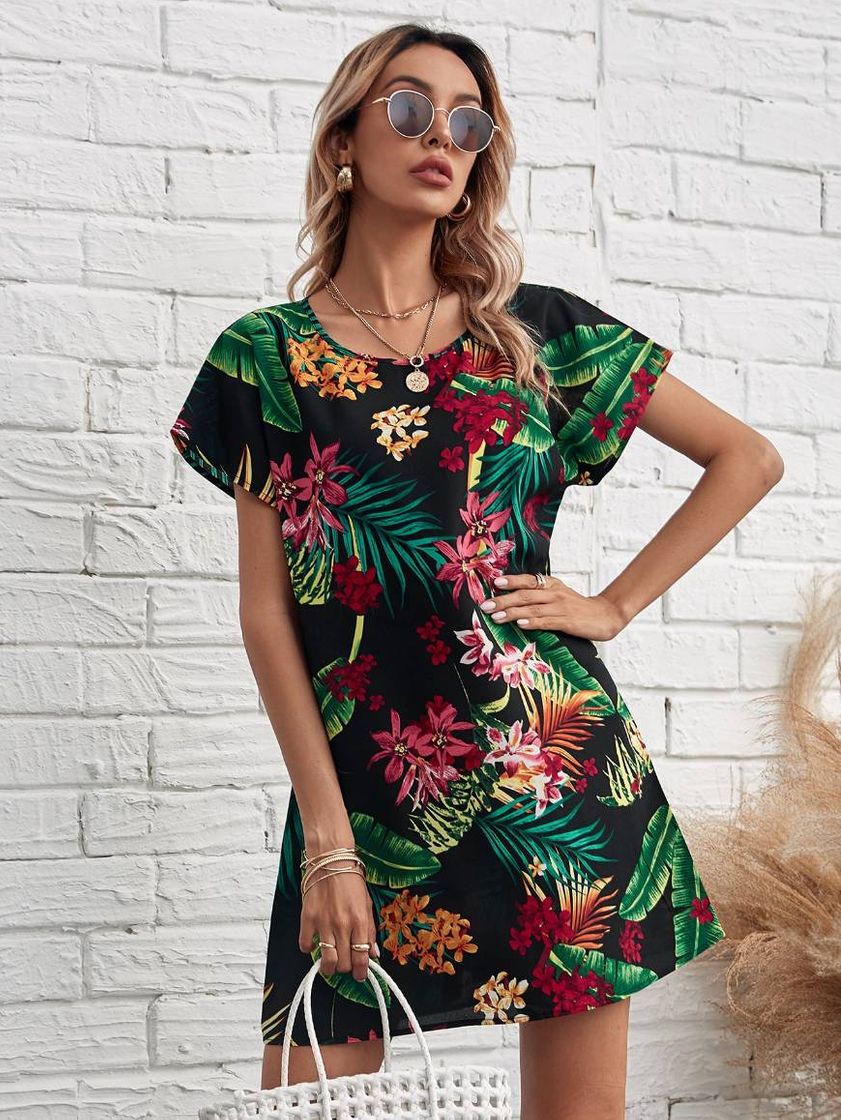 Fashion SHEIN Tropical Boho Vestido