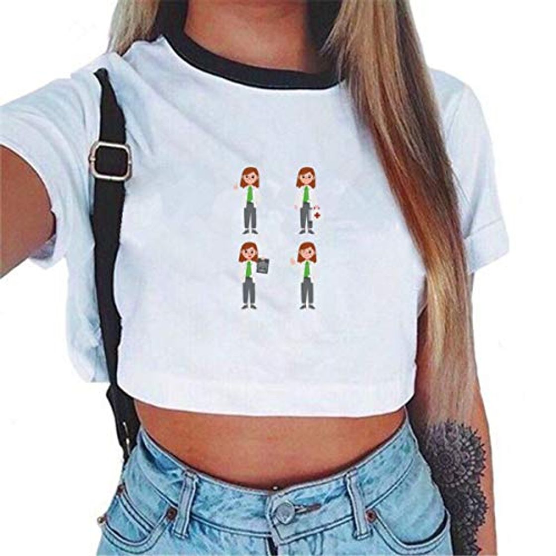 Moda FGUDLiIN Las mujeres no imprimen Stop Crop Top Camisetas de manga corta