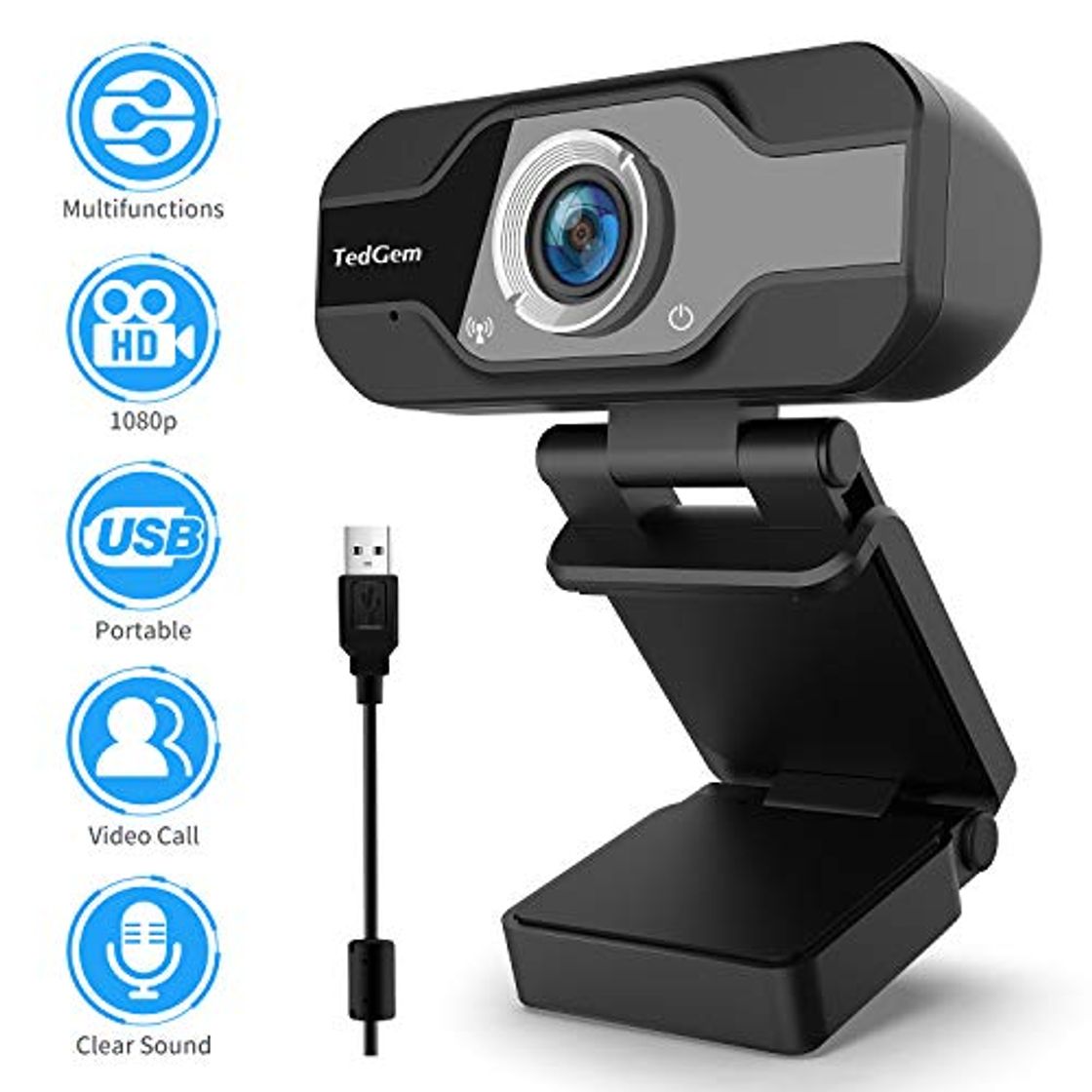 Social TedGem - Cámara Web USB de 1080P