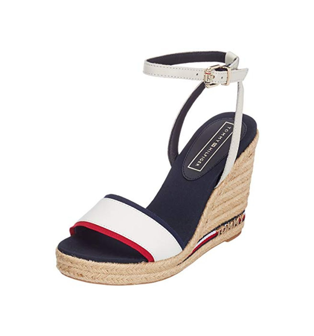 Moda Tommy Hilfiger Iconic Elena Corporate Ribbon, Sandalias con Plataforma para Mujer, Rojo