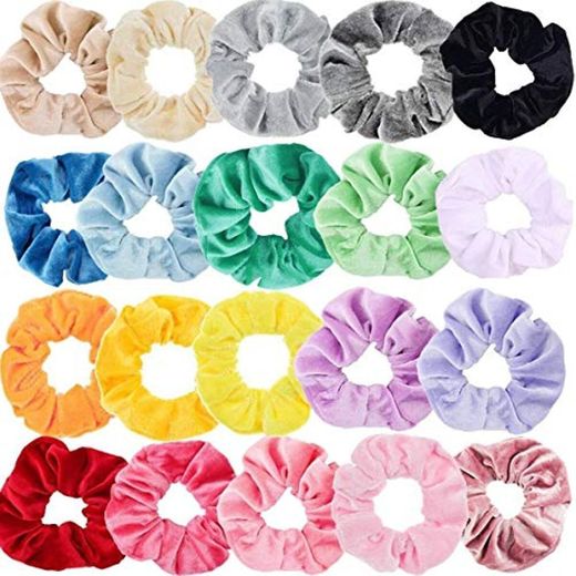 Sinwind 20pcs Scrunchies Terciopelo elástico pelo bandas Lazos para el cabello Terciopelo