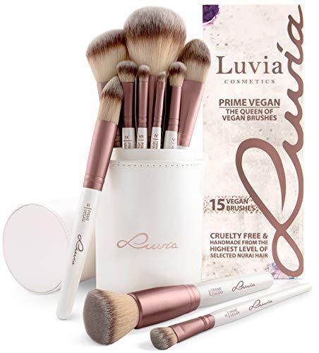 Belleza Brochas de Maquillaje Profesional y Exclusivas "PRIME VEGAN" con Estuche de Satín