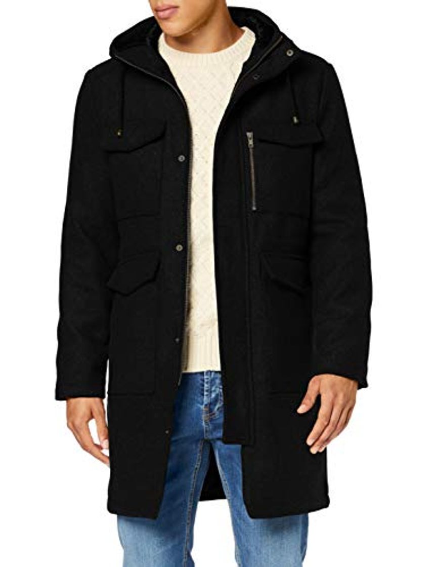 Moda Marca Amazon - find. Chaqueta Utilitaria Hombre, Negro